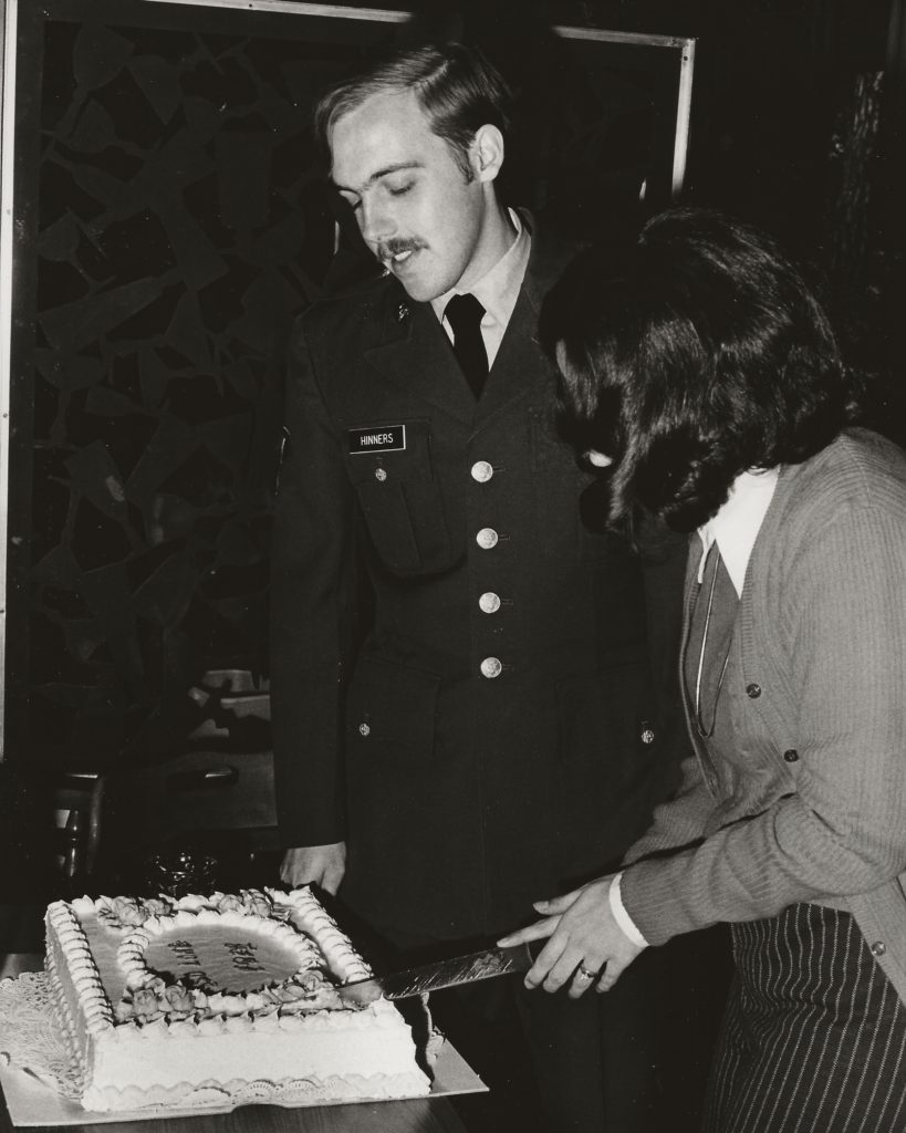 Fred Hinners gets a farewell at the Stars and Stripes Press Club in Oct 1974