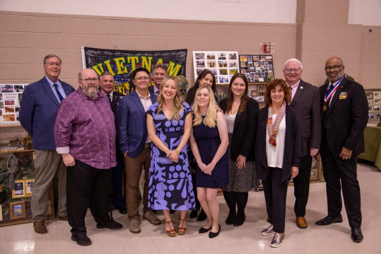 Current and former Stars and Stripes employees attending the Spirit of Democracy banquet.